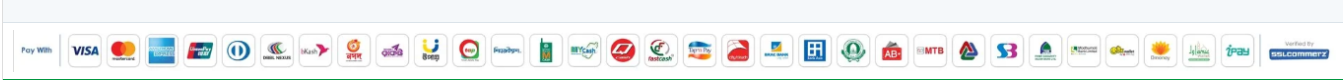 Payment methods supported through SSLCOMMERZ
